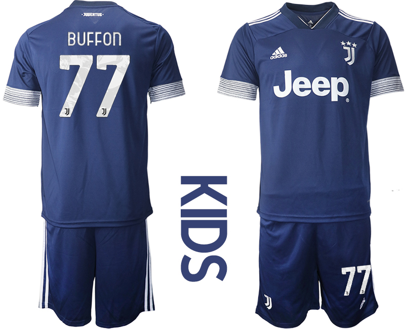 Youth 2020-2021 club Juventus away blue #77 Soccer Jerseys